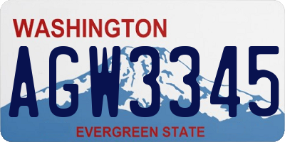 WA license plate AGW3345