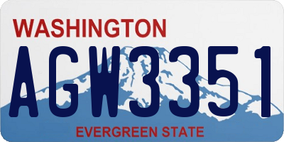 WA license plate AGW3351