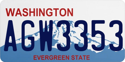 WA license plate AGW3353