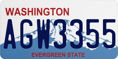 WA license plate AGW3355