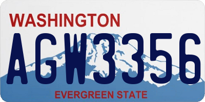 WA license plate AGW3356