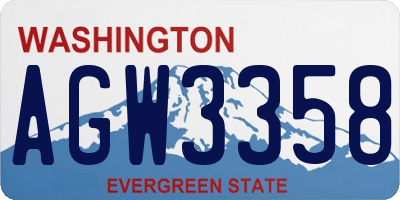 WA license plate AGW3358