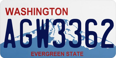 WA license plate AGW3362