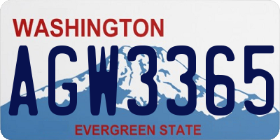 WA license plate AGW3365