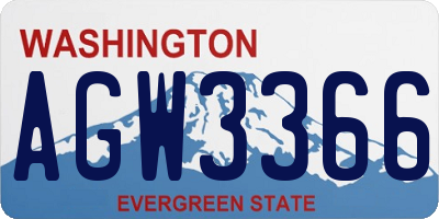 WA license plate AGW3366
