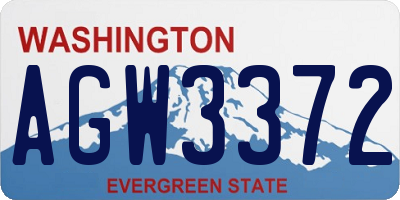 WA license plate AGW3372