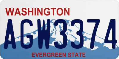 WA license plate AGW3374