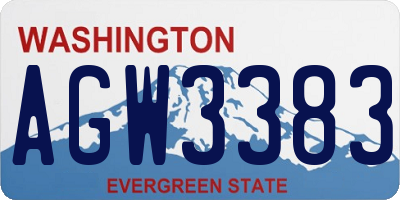 WA license plate AGW3383