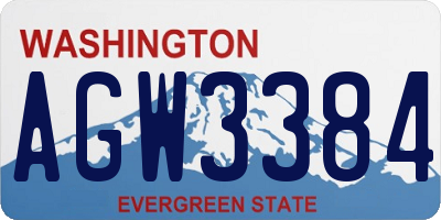 WA license plate AGW3384