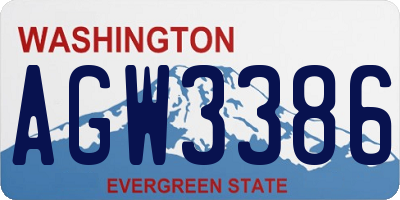 WA license plate AGW3386