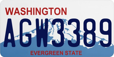 WA license plate AGW3389