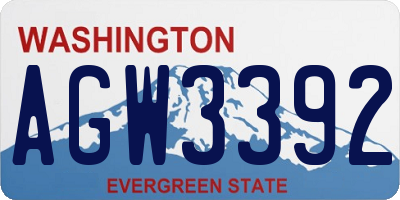 WA license plate AGW3392
