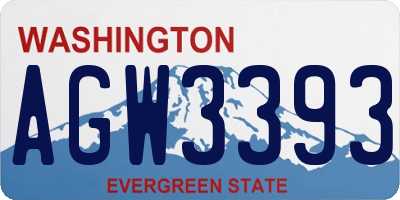 WA license plate AGW3393