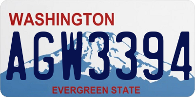 WA license plate AGW3394