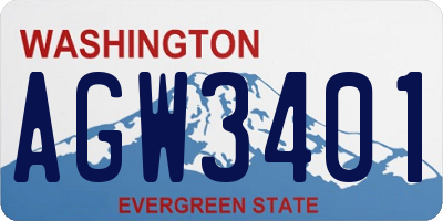 WA license plate AGW3401