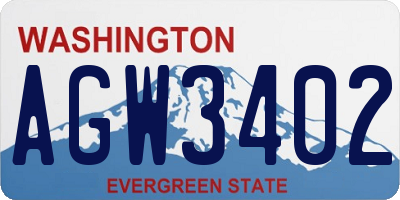 WA license plate AGW3402
