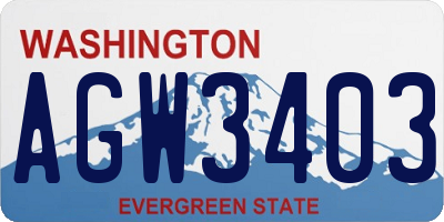 WA license plate AGW3403