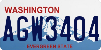 WA license plate AGW3404