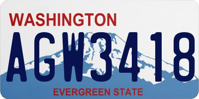 WA license plate AGW3418