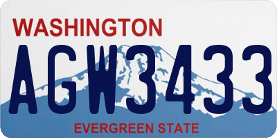 WA license plate AGW3433