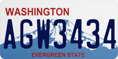 WA license plate AGW3434