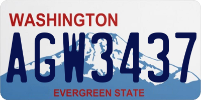 WA license plate AGW3437