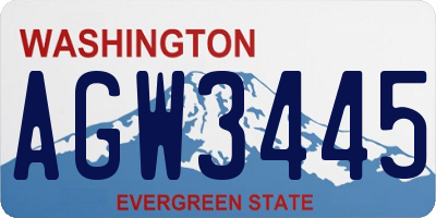 WA license plate AGW3445
