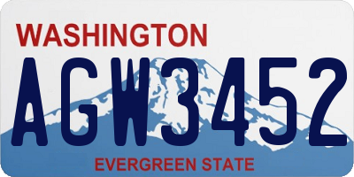 WA license plate AGW3452