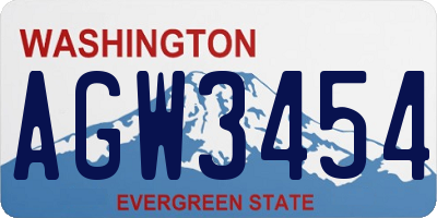 WA license plate AGW3454
