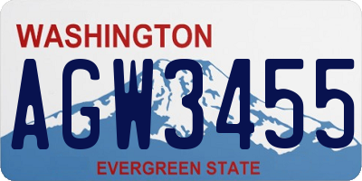 WA license plate AGW3455