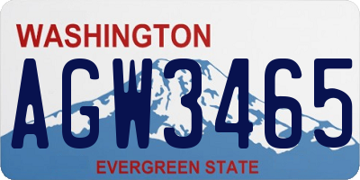 WA license plate AGW3465