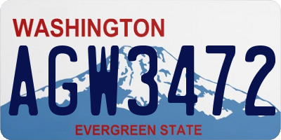 WA license plate AGW3472