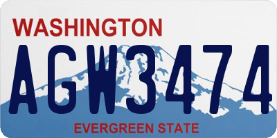 WA license plate AGW3474