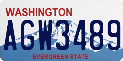 WA license plate AGW3489