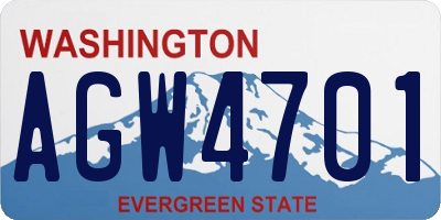 WA license plate AGW4701