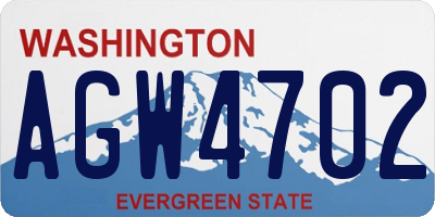 WA license plate AGW4702