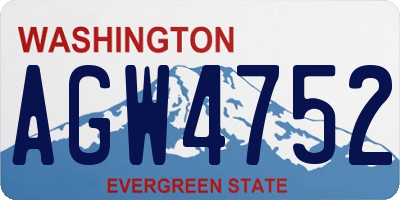 WA license plate AGW4752
