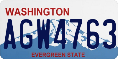 WA license plate AGW4763