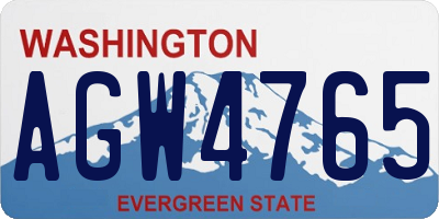 WA license plate AGW4765