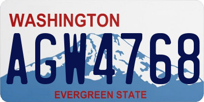 WA license plate AGW4768