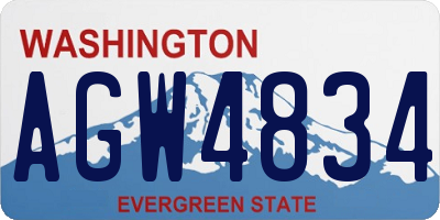 WA license plate AGW4834
