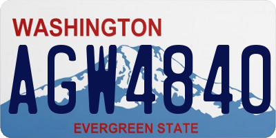 WA license plate AGW4840