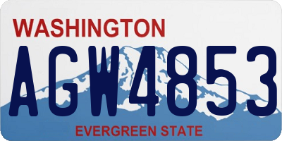 WA license plate AGW4853