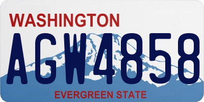 WA license plate AGW4858