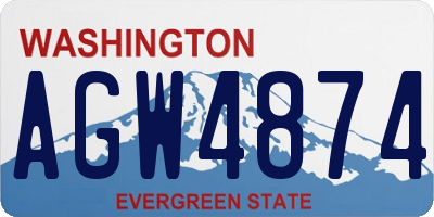 WA license plate AGW4874