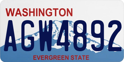 WA license plate AGW4892