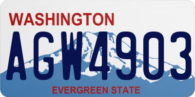 WA license plate AGW4903