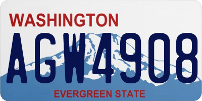 WA license plate AGW4908