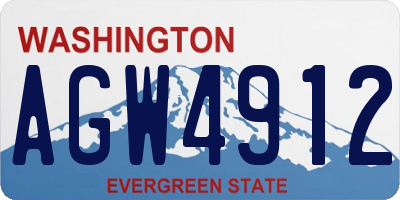 WA license plate AGW4912
