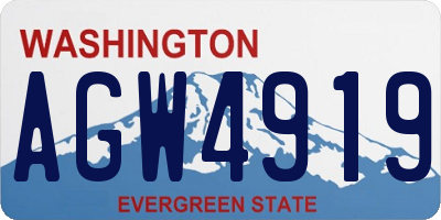 WA license plate AGW4919